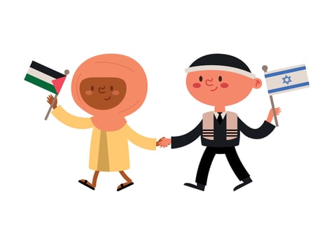 Israel and palestine flag cartoon illustration vector