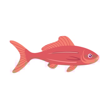 Red fish flat illustration on white background vector