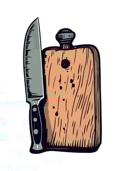 A knife and cutting board on a cutting board vector