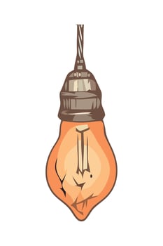 A light bulb hanging from a wire vector
