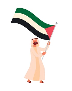 Man holding uae flag illustration vector