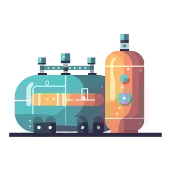 A cartoon illustration of a gas tank and a tank vector