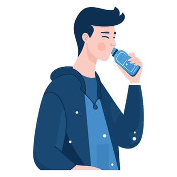 Man drinking water from bottle illustration vector