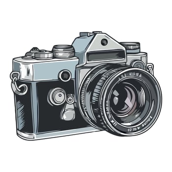 An old camera is shown on a white background vector