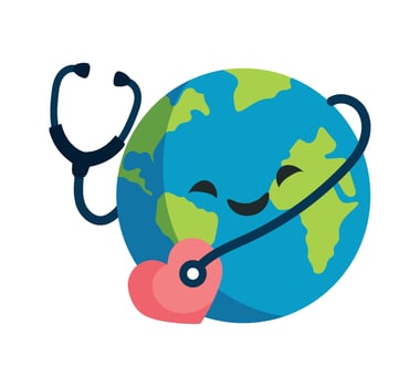 Earth doctor with stethoscope and heart vector
