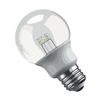 A light bulb is shown on a white background vector
