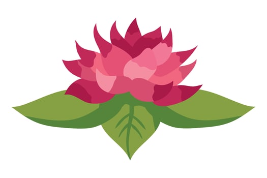 A pink flower with green leaves on it vector