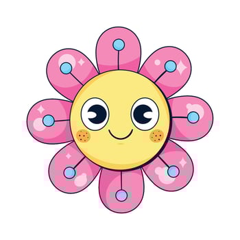 A cartoon flower with eyes and a smile vector