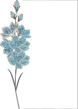 Wedding invitation card with delicate blue and beige flower. vector