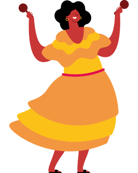 A cartoon woman in a yellow dress holding a ball png