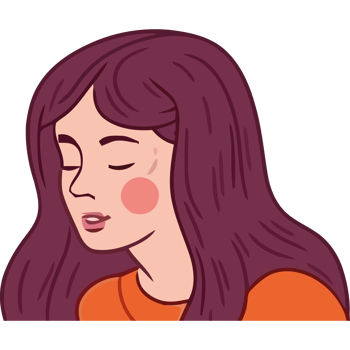 A girl with long hair and a pink face png