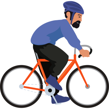A man riding a bike in a cartoon style png