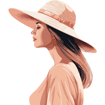 A woman in a hat is shown in this illustration png