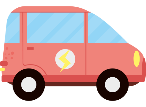 A small red car with a lightning bolt on the side png
