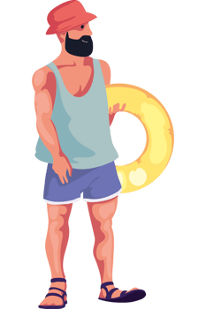 A cartoon man with a life preserver png