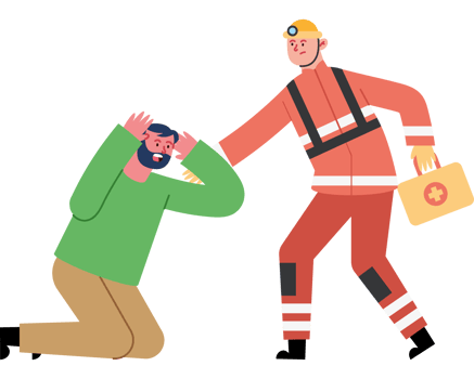 Fireman helping a man to get up png