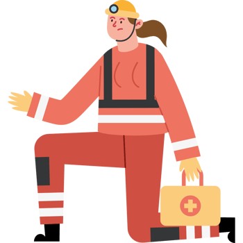 Firefighter with first aid kit png