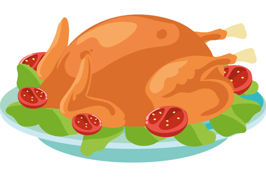A turkey on a plate with tomatoes and lettuce png