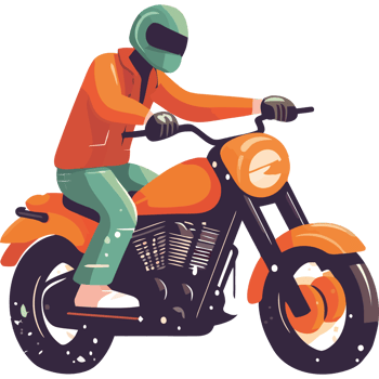 A man riding a motorcycle on a black background png