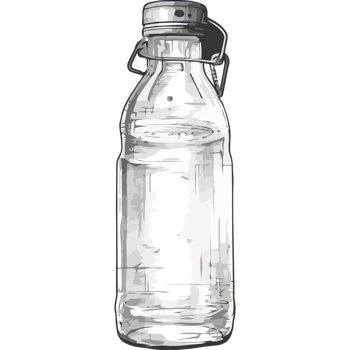 A clear glass bottle with a metal cap png