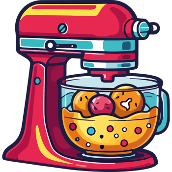 A red mixer with dough in it png
