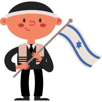 Cartoon boy holding israeli flag png