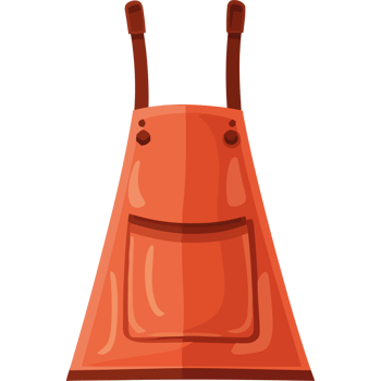 An orange apron with a smiley face on it png
