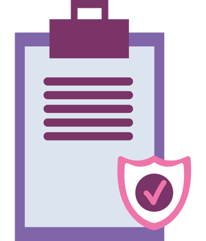A clipboard with a check mark and a shield png