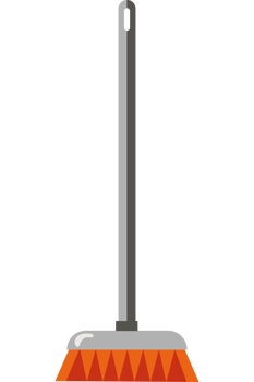 A broom with a handle and orange handle png