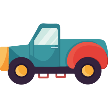 A cartoon truck with a flat design png