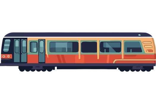 An orange and blue train on a black background png
