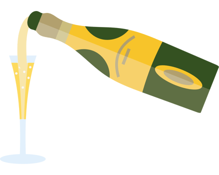 Champagne pouring into a glass png