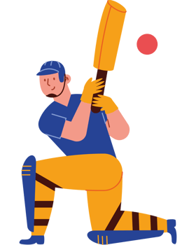 Cricket player with bat and ball png