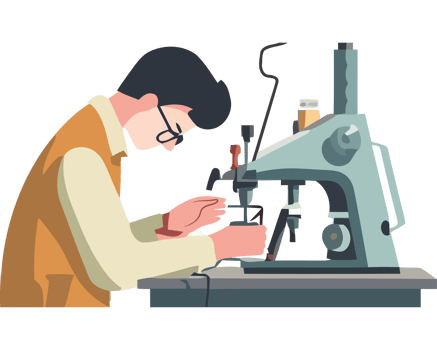 A man is working on a sewing machine png