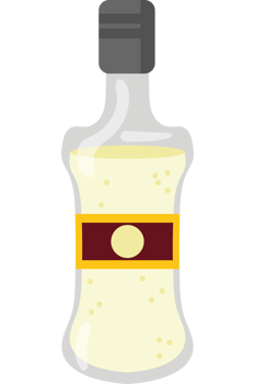 A bottle of liquor with a label on it png