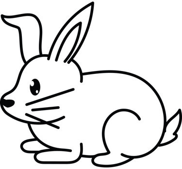 A black and white drawing of a rabbit png