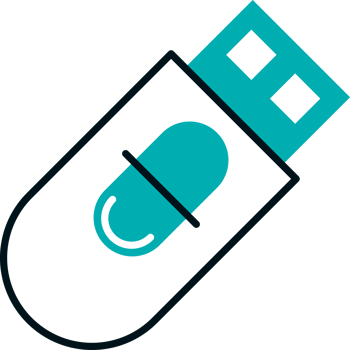 A blue and green usb drive icon png