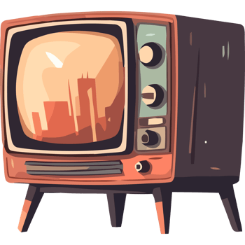 An old television with a city in the background png