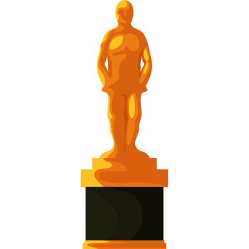 The oscar statue is shown on a black background png