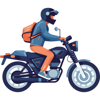 A man riding a motorcycle on a black background png