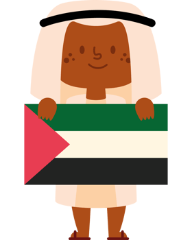 A cartoon character holding a flag of palestine png