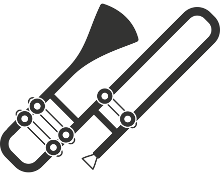A black and white illustration of a trumpet png
