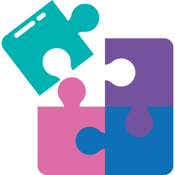 A puzzle piece with two people holding it together png