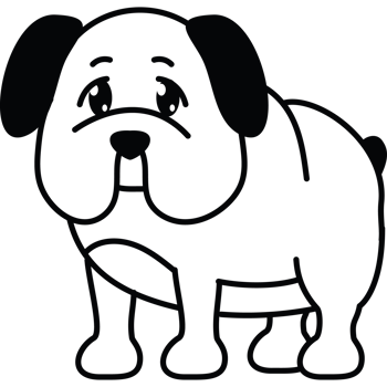 A black and white dog standing on a black background png