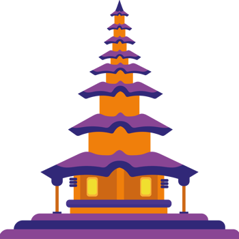 A pagoda with purple and orange colors png