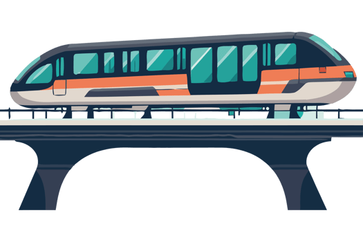 A train is on the tracks in a flat style png