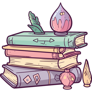 A stack of books with a glass and a candle png