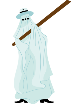 A cartoon ghost with a stick in his hand png