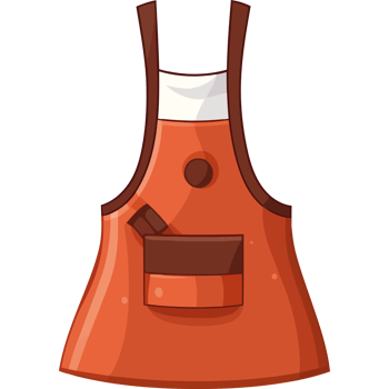 An orange apron with a pocket on the front png
