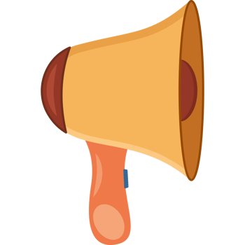 A yellow megaphone on a black background png